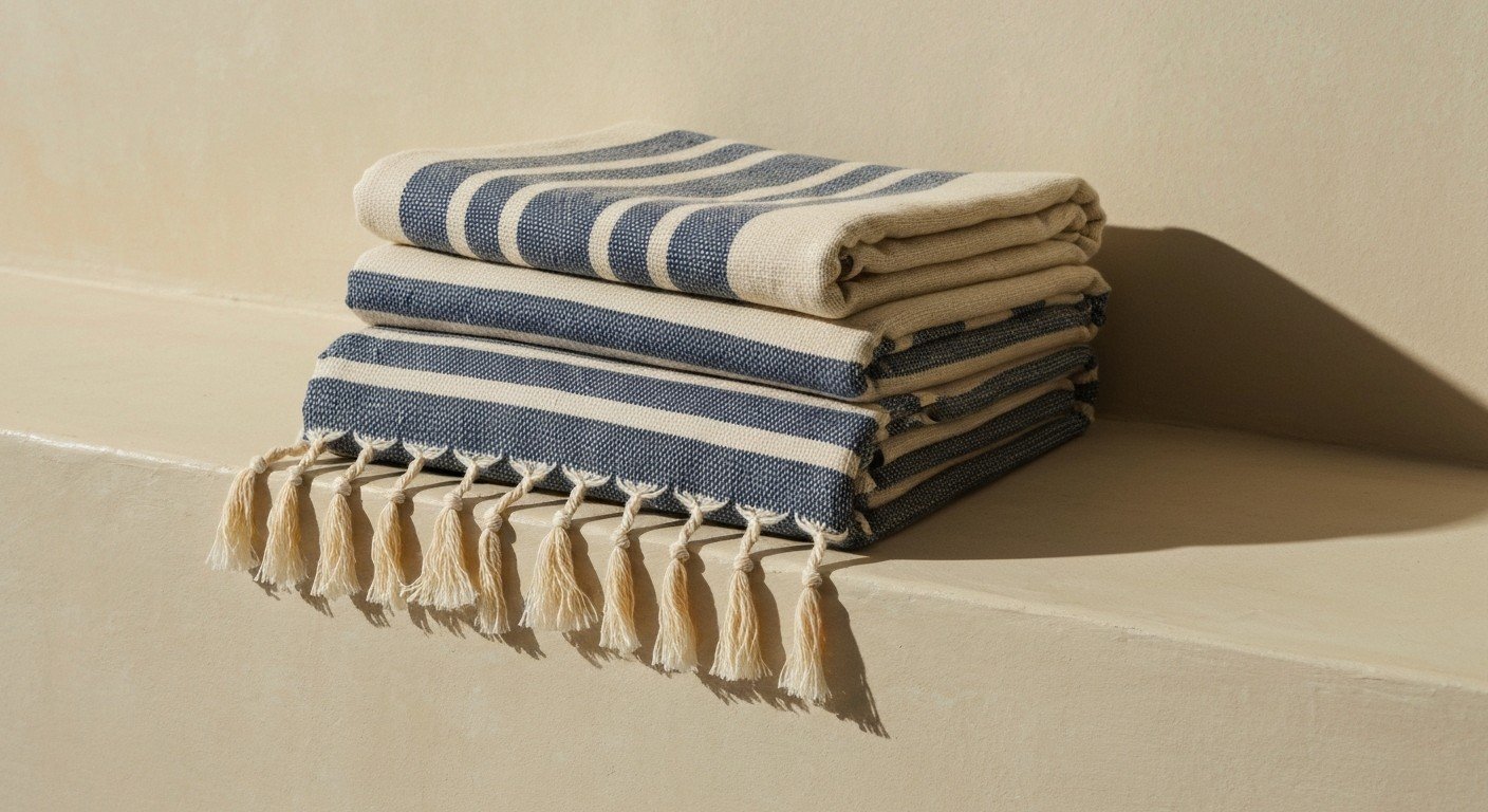 Folded flat-weave towels